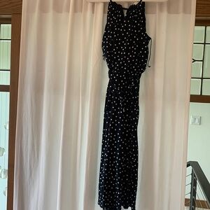 London Times jumpsuit, size 8 with wide cropped legs and keyhole neckline.